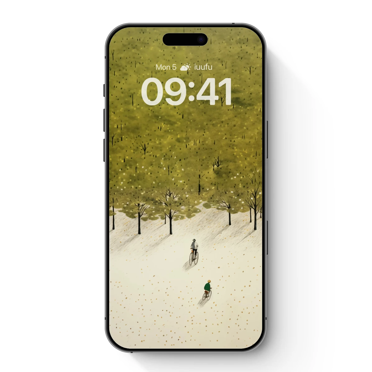 Autumnal Cyclists in a Golden Forest