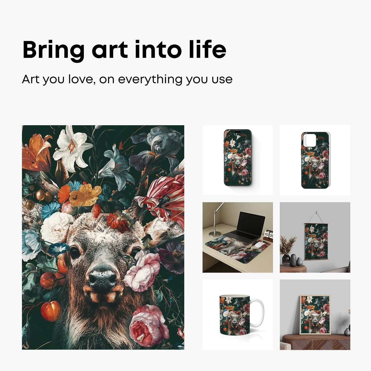 Enchanted Floral Deer: A Surreal Garden Portrait - Image 2