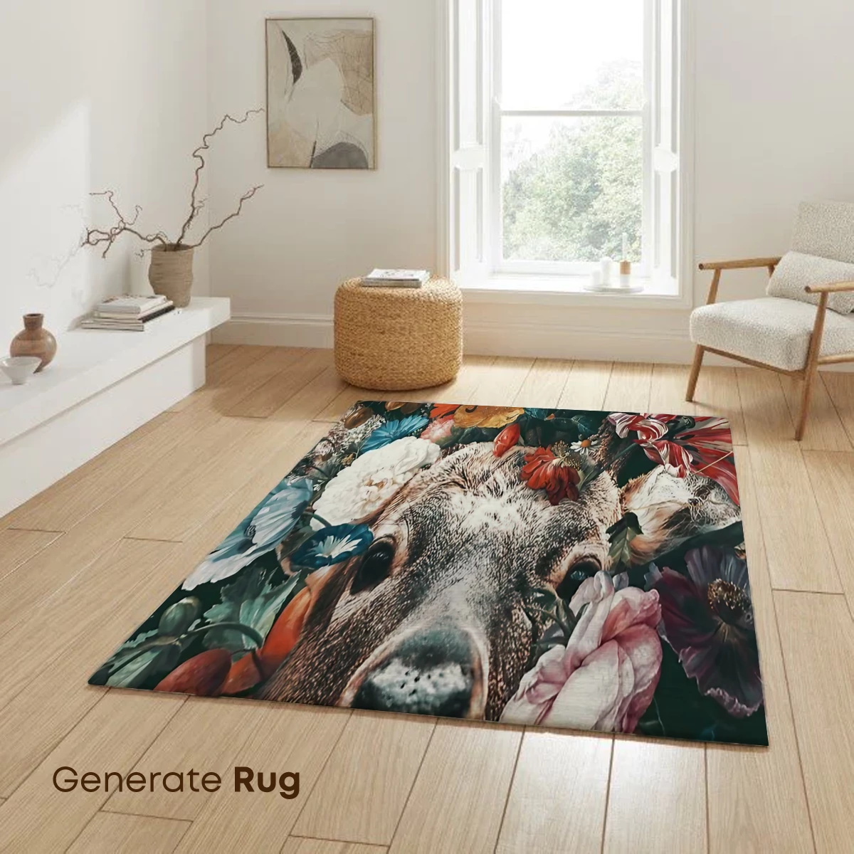 Enchanted Floral Deer: A Surreal Garden Portrait - Image 6