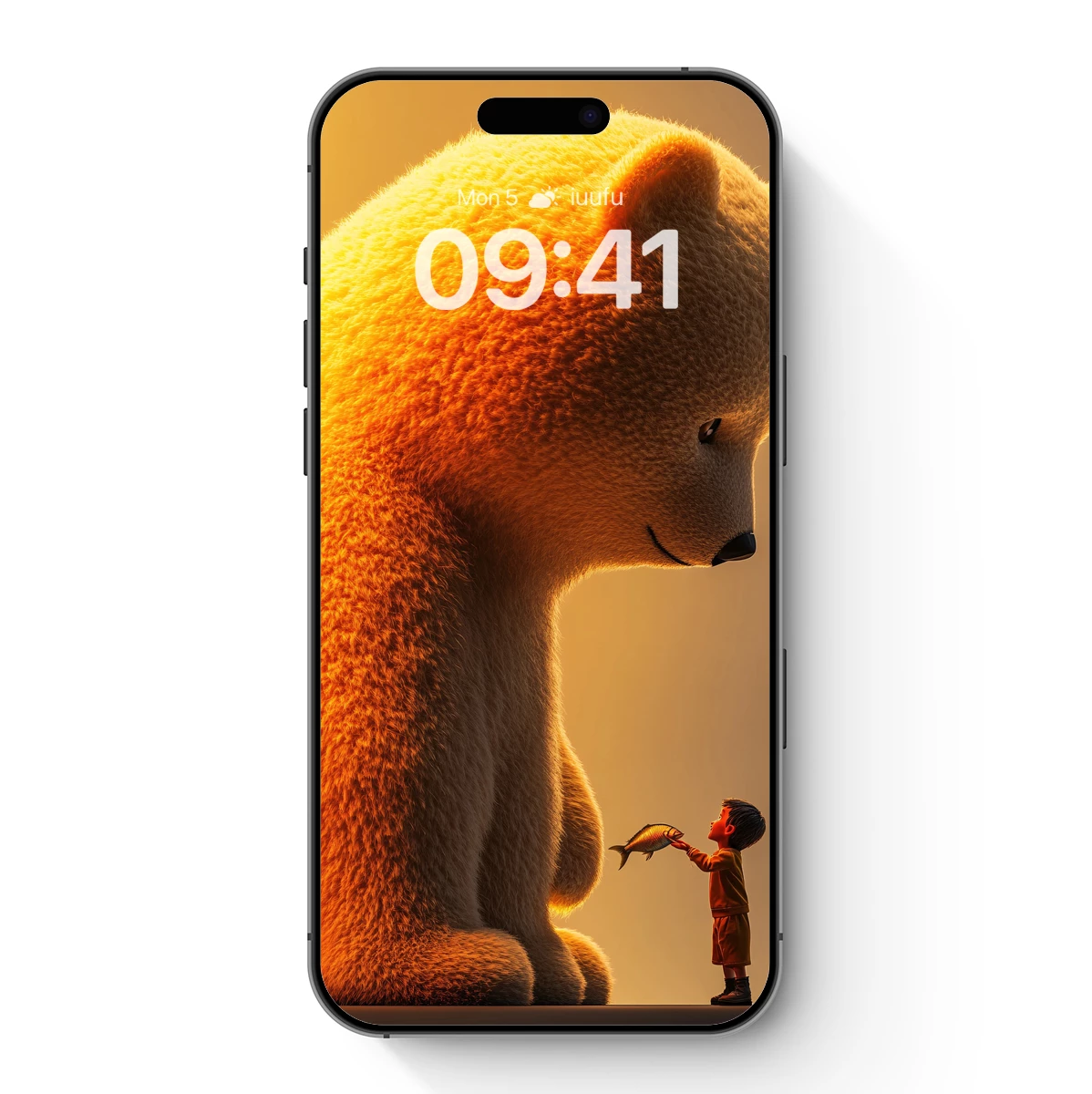 Giant Bear and Tiny Fish: A Whimsical Encounter Giant Bear and Tiny Fish: A Whimsical Encounter