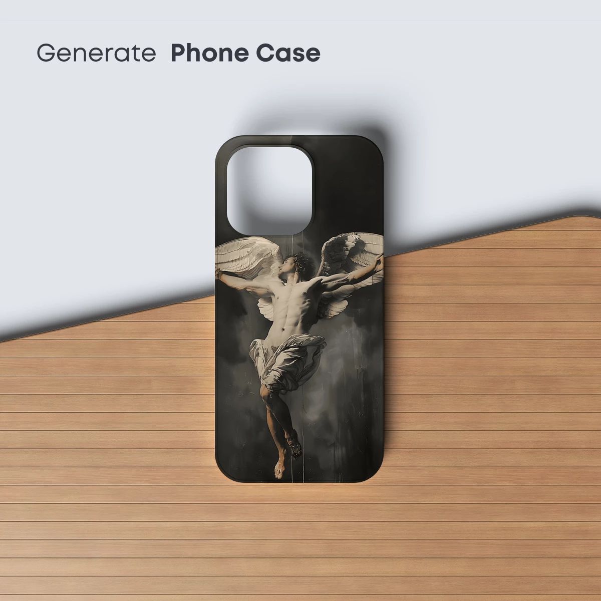 Eternal Wings: Angelic Crucifixion in Monochrome - Image 3