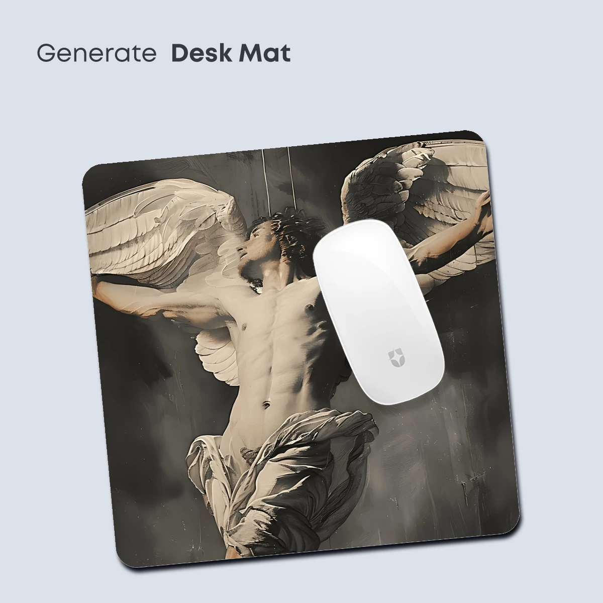 Eternal Wings: Angelic Crucifixion in Monochrome - Image 4