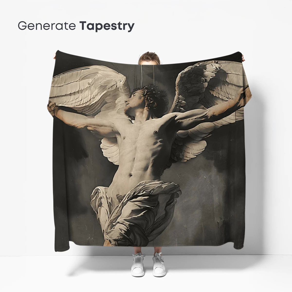 Eternal Wings: Angelic Crucifixion in Monochrome - Image 5