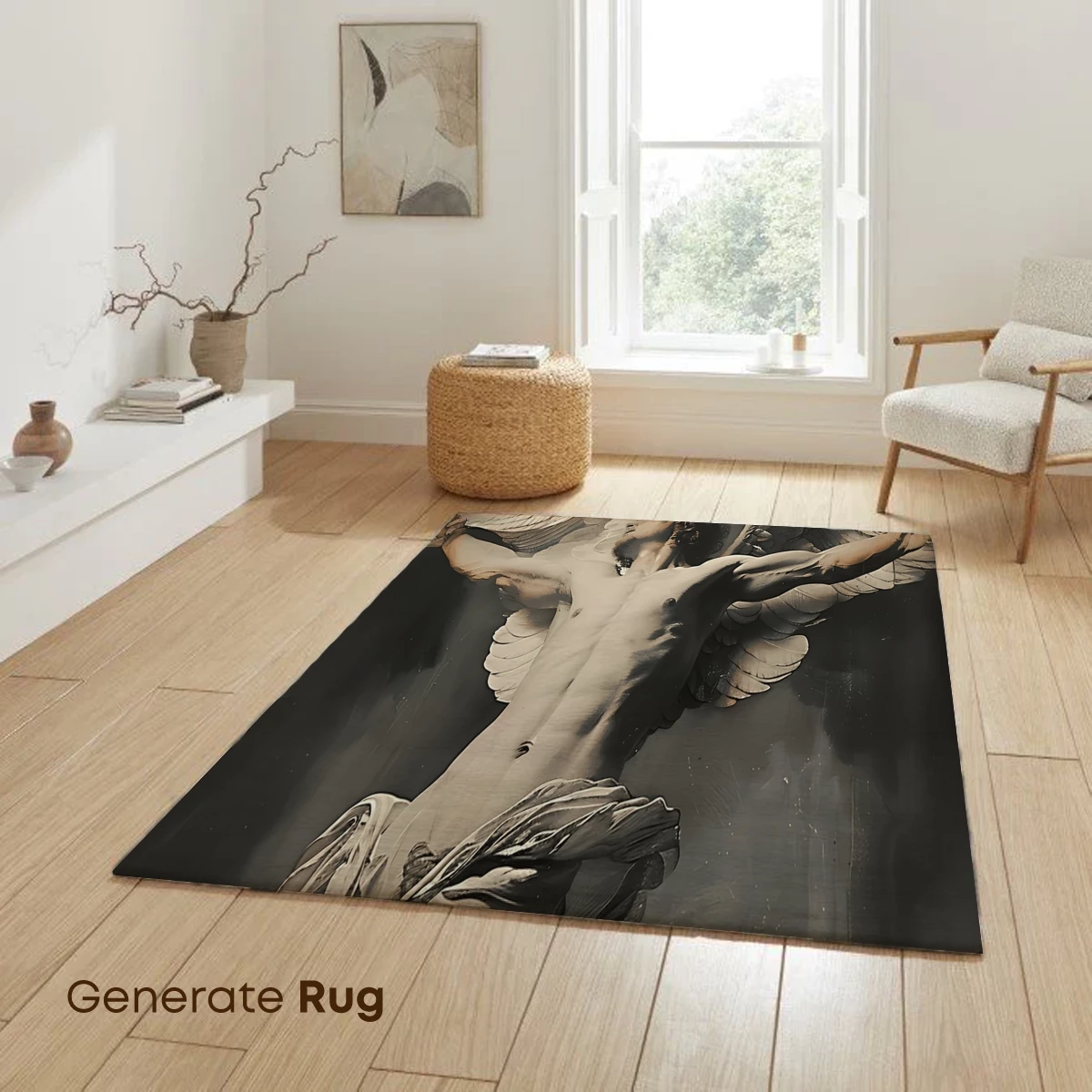 Eternal Wings: Angelic Crucifixion in Monochrome - Image 6