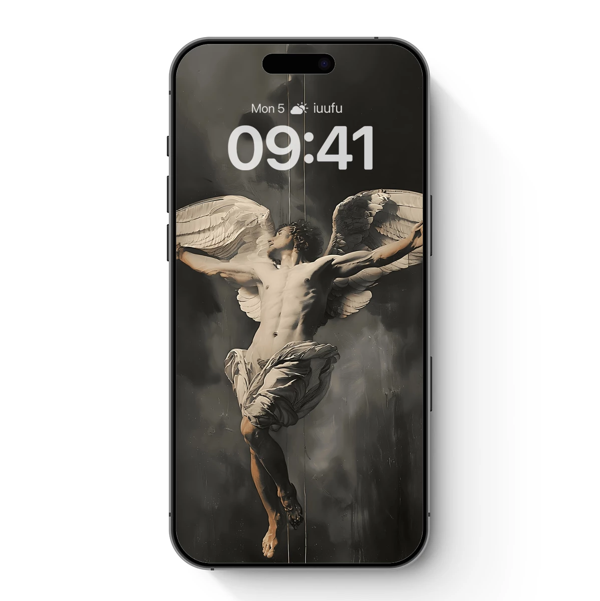 Eternal Wings: Angelic Crucifixion in Monochrome