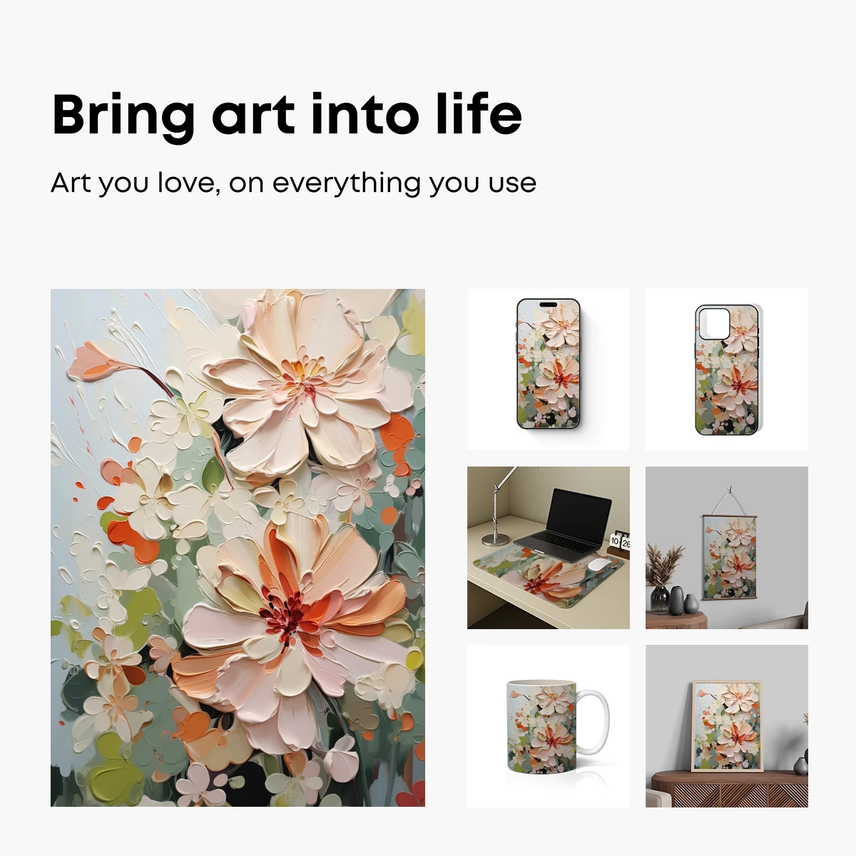 Impasto Floral Symphony: Textured Blooms in Pastel Harmony - Image 2