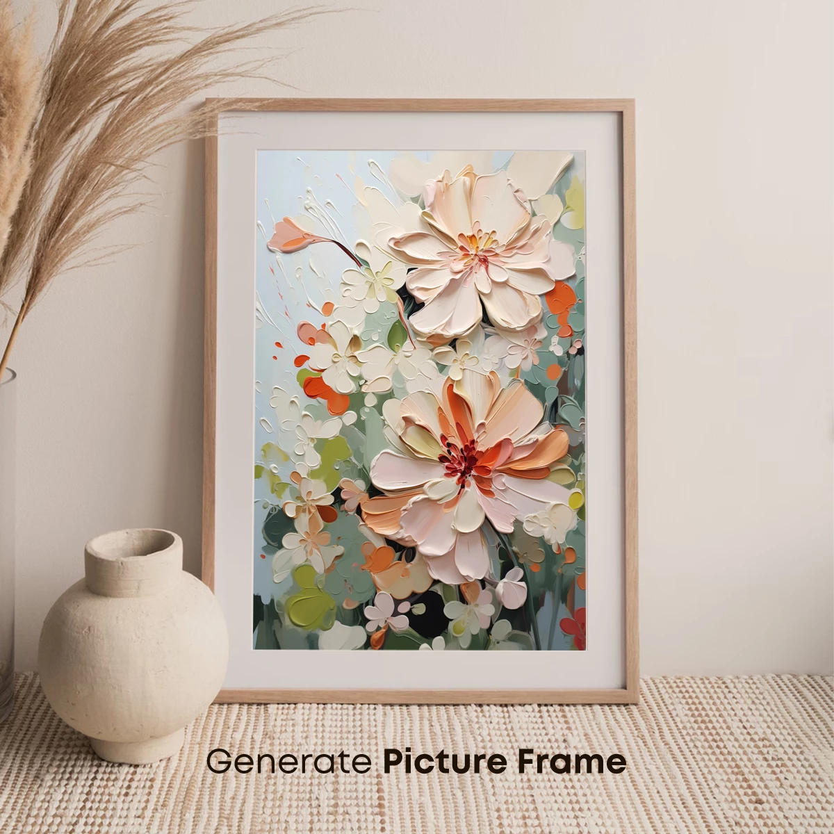 Impasto Floral Symphony: Textured Blooms in Pastel Harmony - Image 7