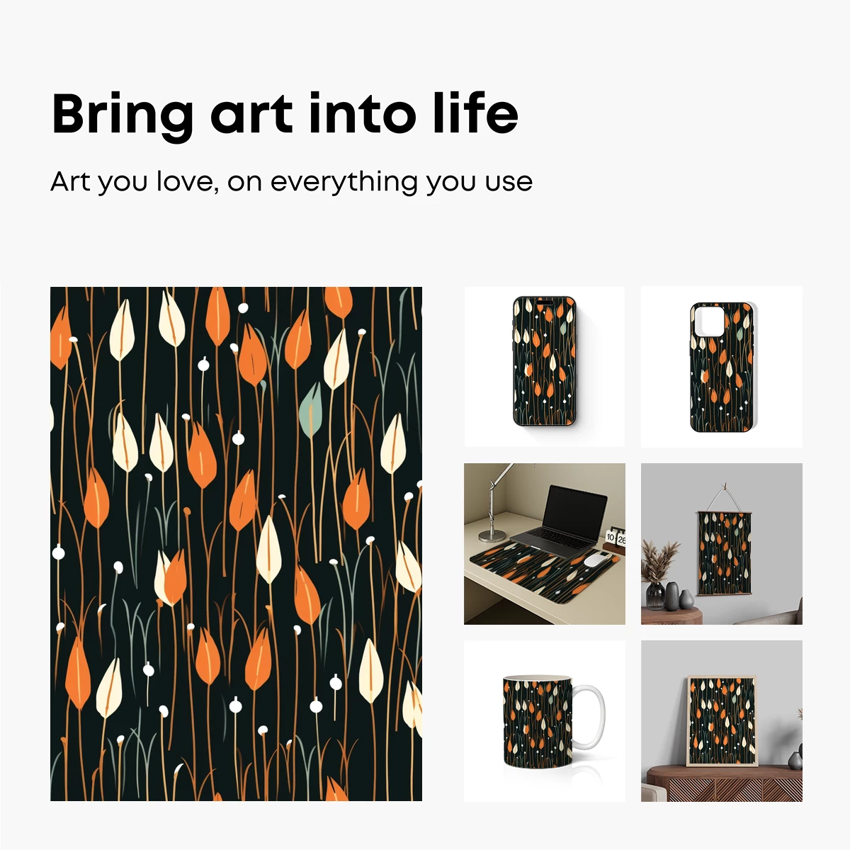 Autumnal Tulip Symphony: Modern Botanical Art - Image 2