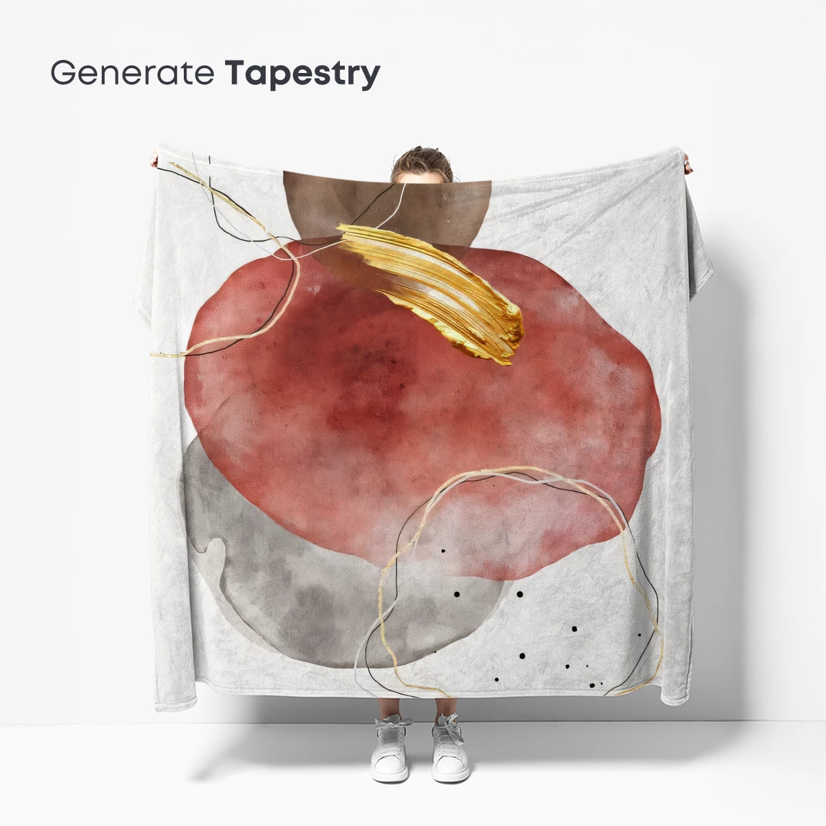 Abstract Harmony: Gold Brushstrokes on Blush and Gray - Image 5