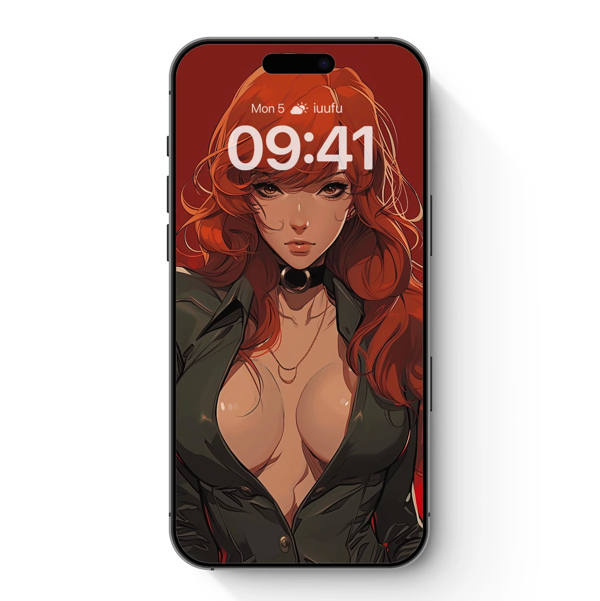 Bold Red Haired Muse in Noir Jacket Bold Red Haired Muse in Noir Jacket