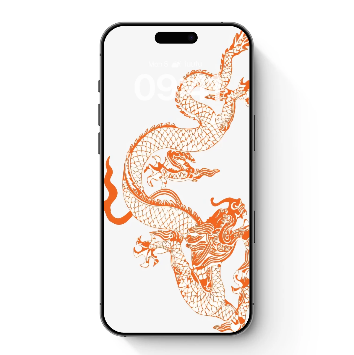 Fiery Dragon Dance: Intricate Orange Line Art