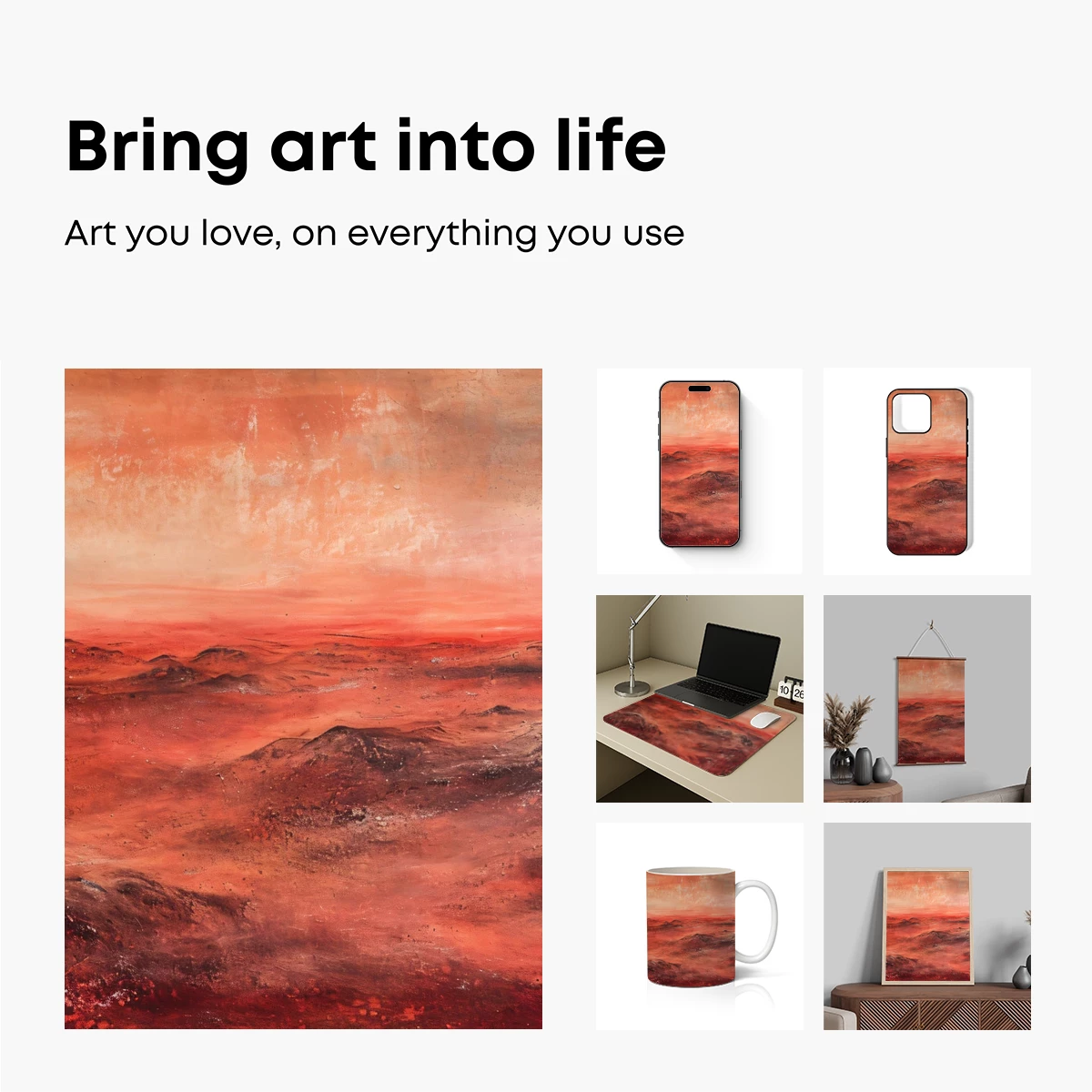 Crimson Horizon: Abstract Landscape in Fiery Hues - Image 2