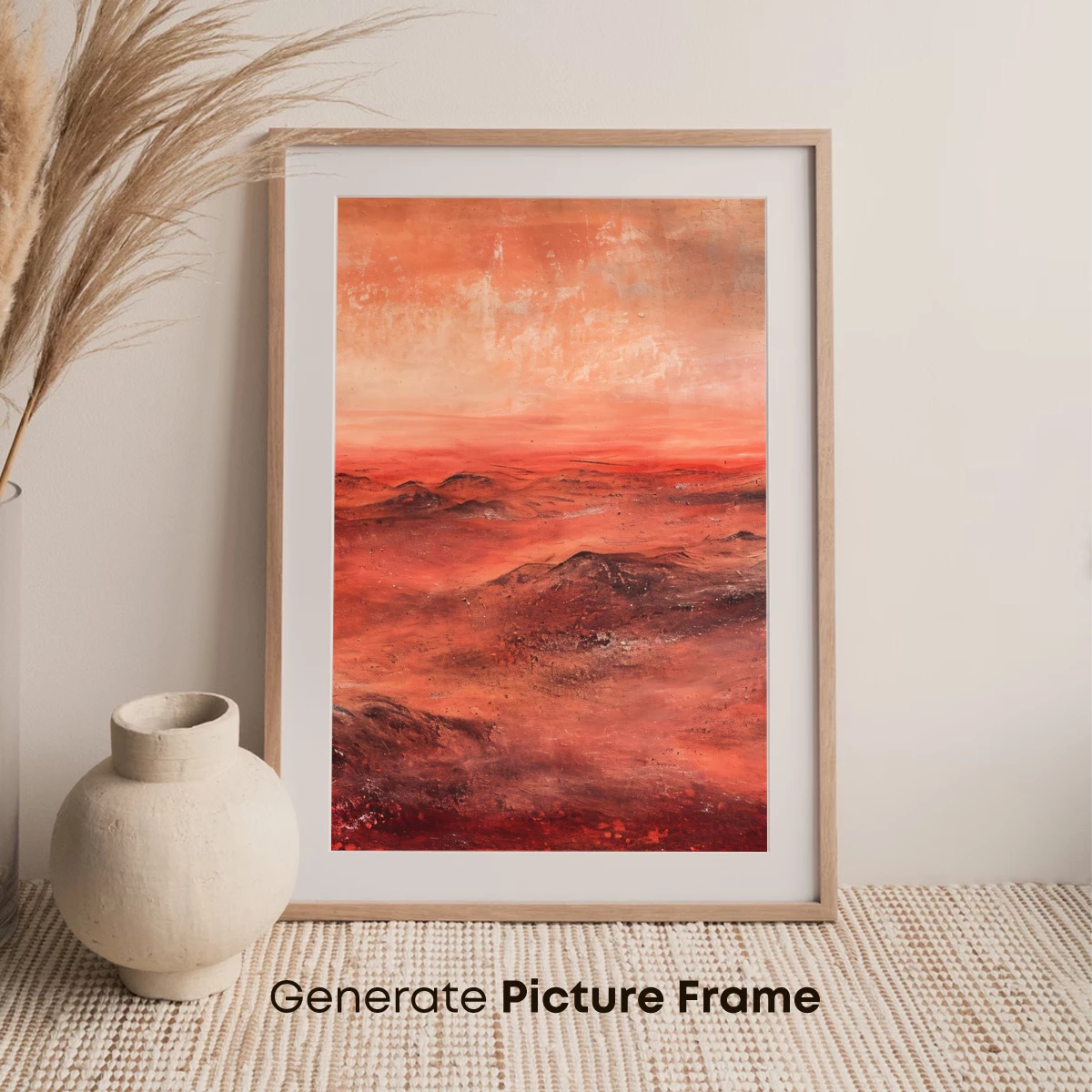 Crimson Horizon: Abstract Landscape in Fiery Hues - Image 7