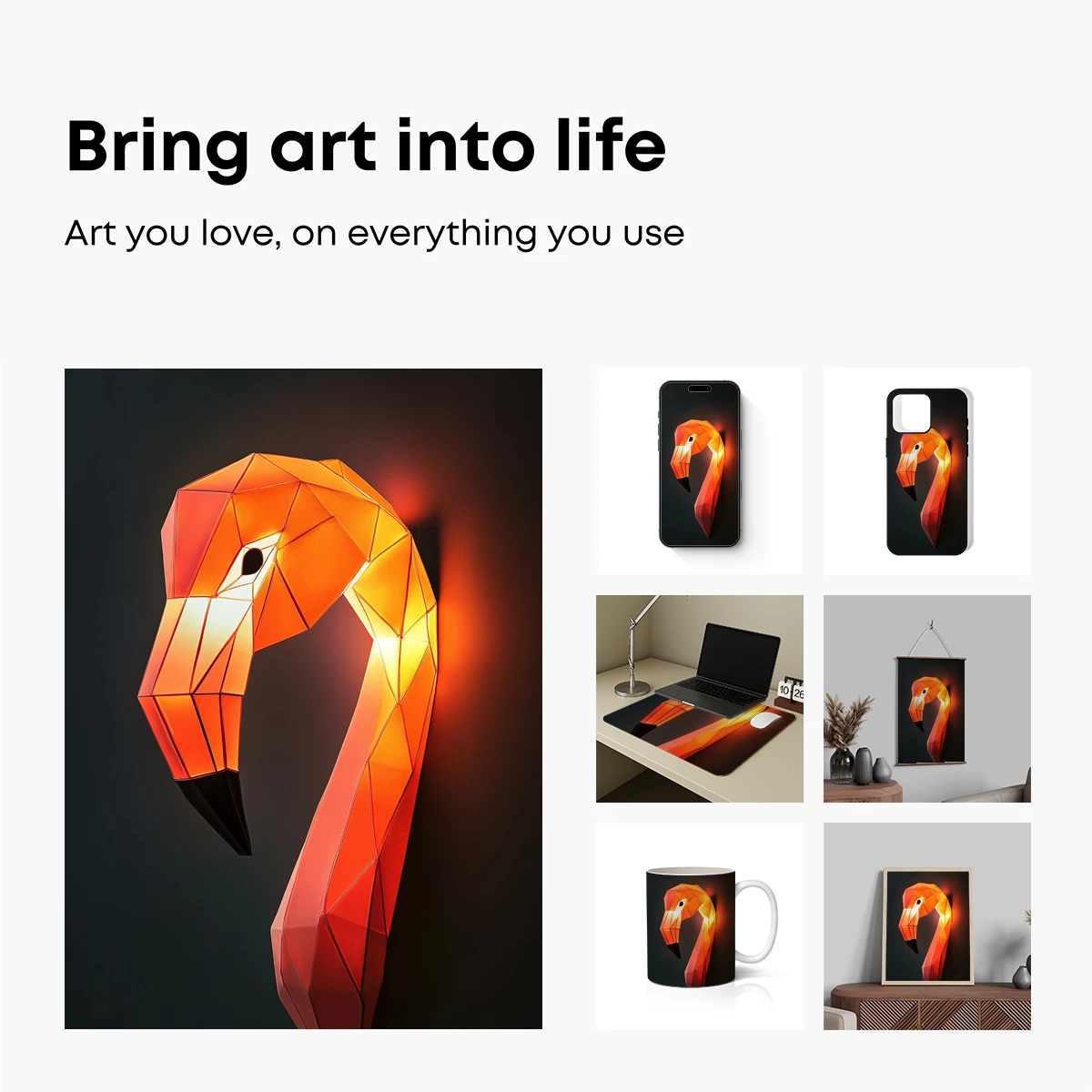 Geometric Flamingo Glow: Modern Art Sculpture - Image 2