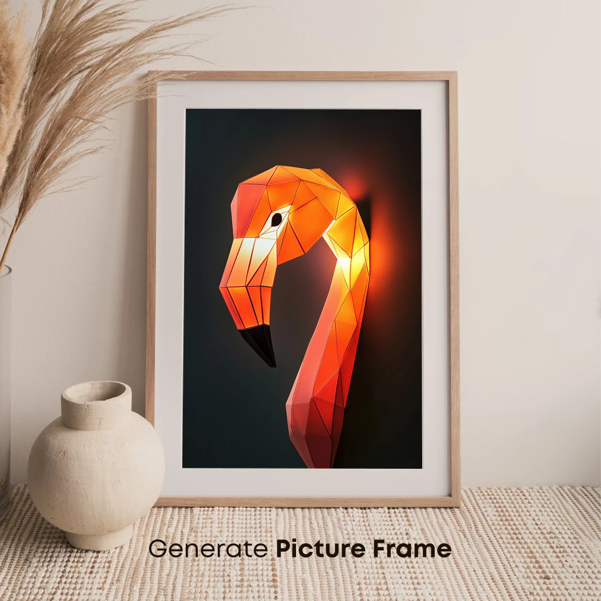 Geometric Flamingo Glow: Modern Art Sculpture - Image 7
