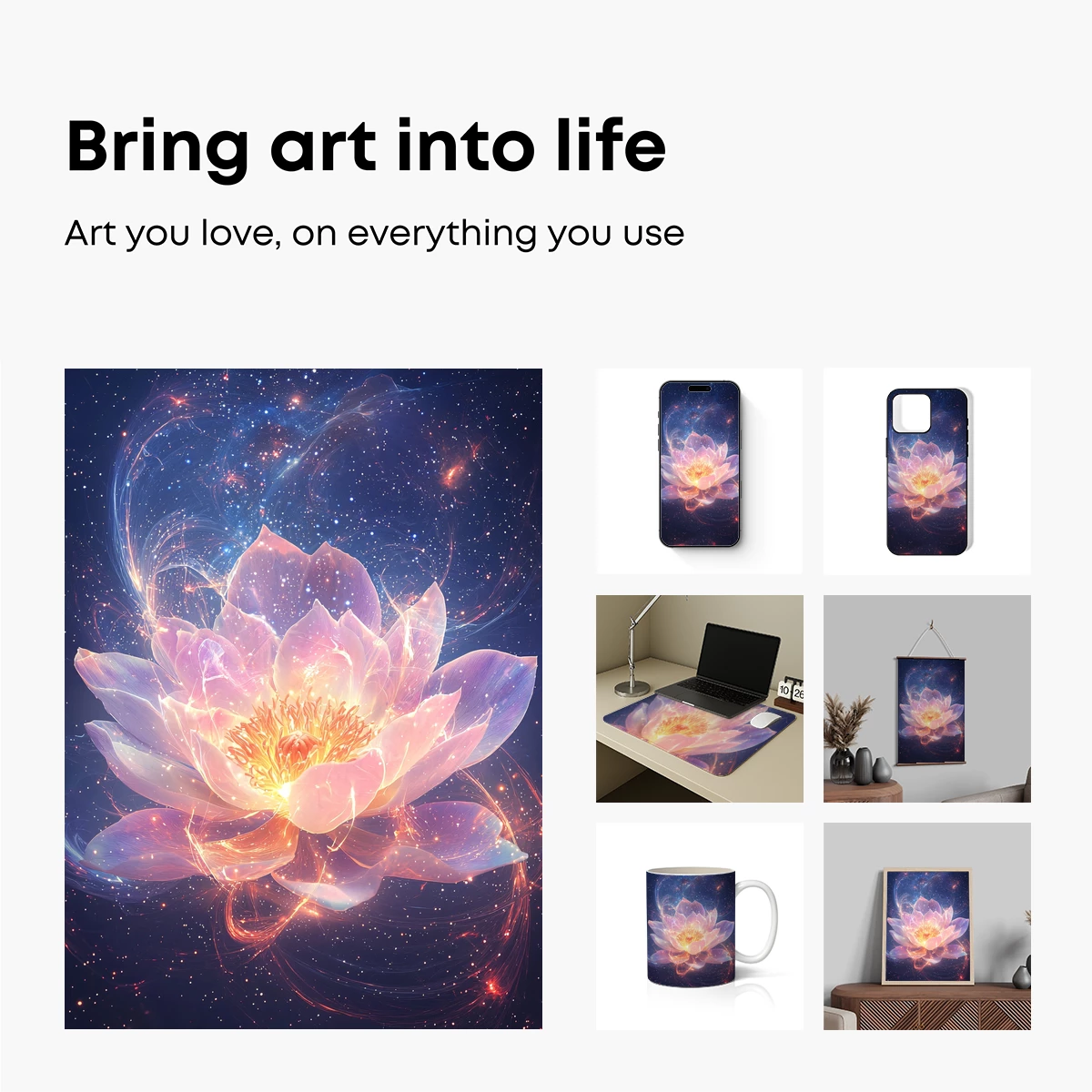 Cosmic Lotus Bloom: Ethereal Flower in Starlight - Image 2