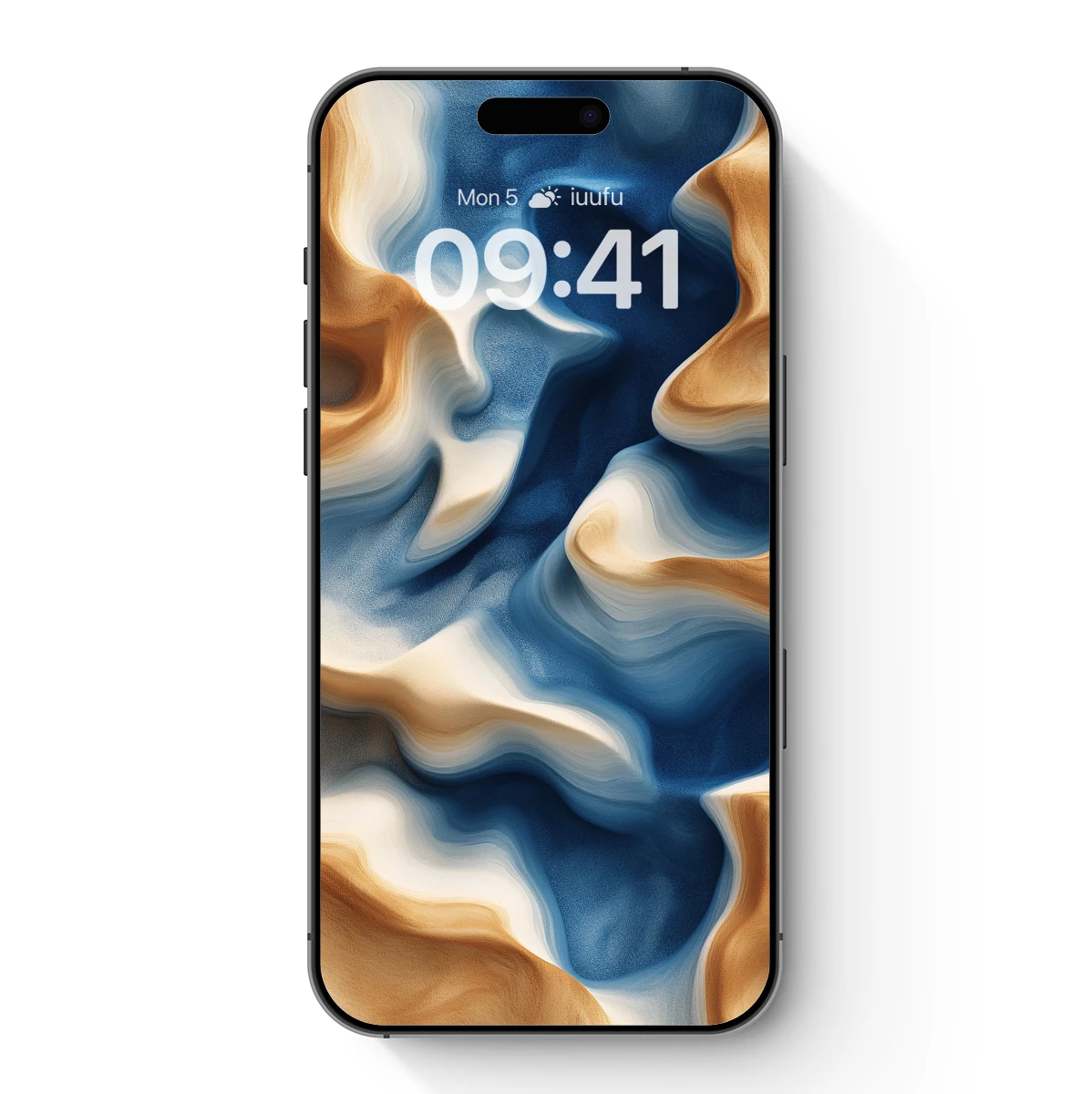 Fluid Dreamscape: Blue and Gold Abstract Waves