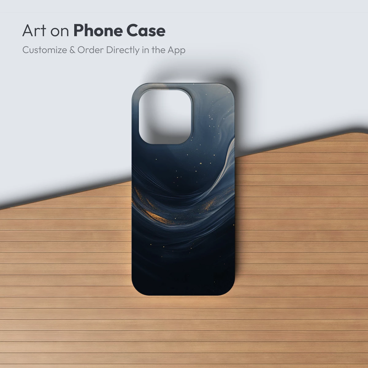 Ethereal Midnight Waves: Golden Swirls in Dark Depths - Image 3