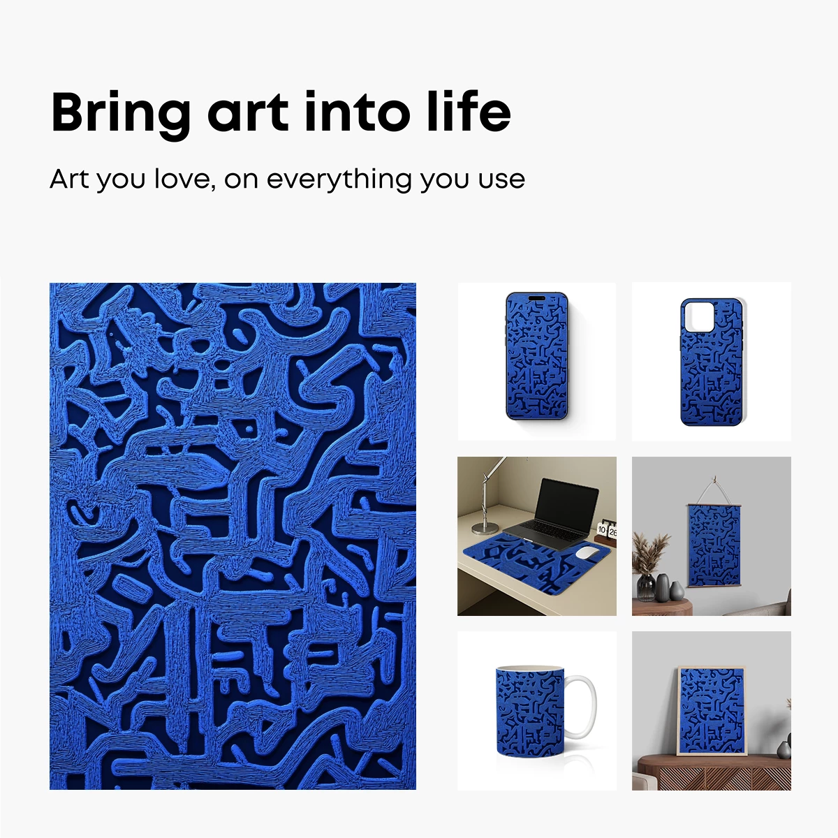 Blue Labyrinth Odyssey: Abstract Maze Art - Image 2