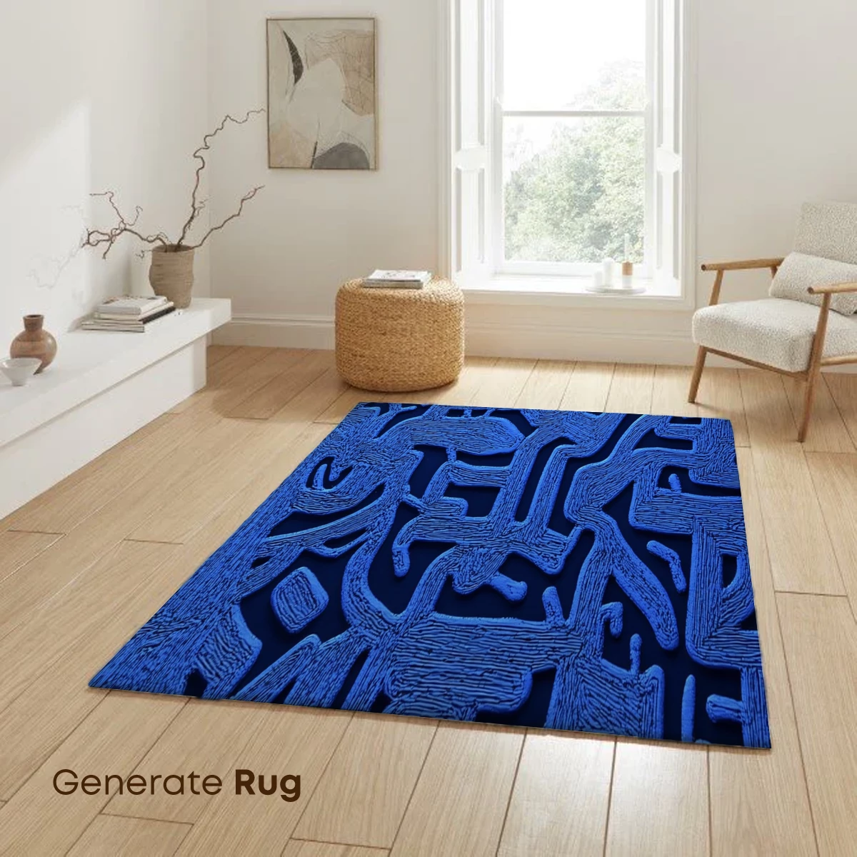 Blue Labyrinth Odyssey: Abstract Maze Art - Image 6