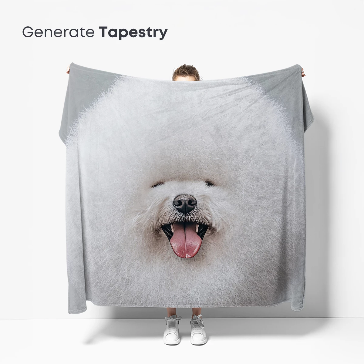 Fluffy Joy: Bichon Frise in Denim Overalls - Image 5