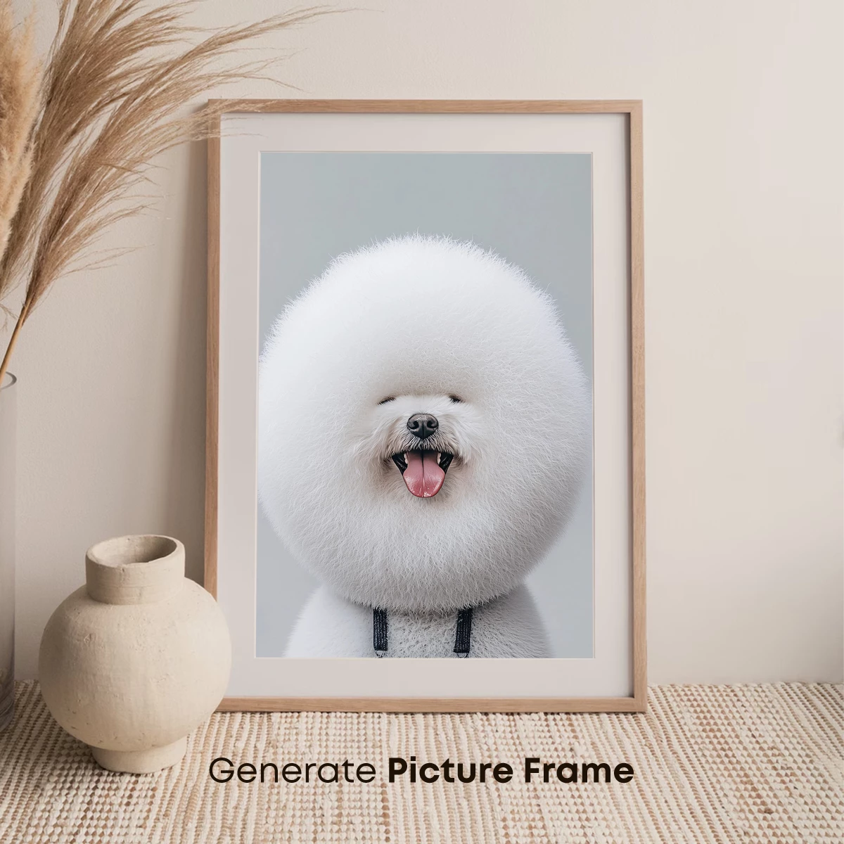 Fluffy Joy: Bichon Frise in Denim Overalls - Image 7