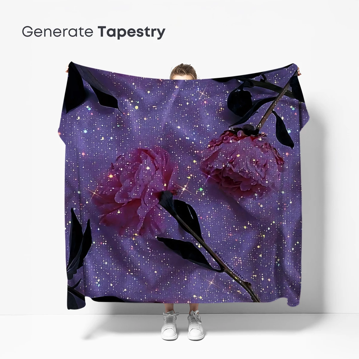 Cosmic Peonies: Dreamy Floral Galaxy Art - Image 5