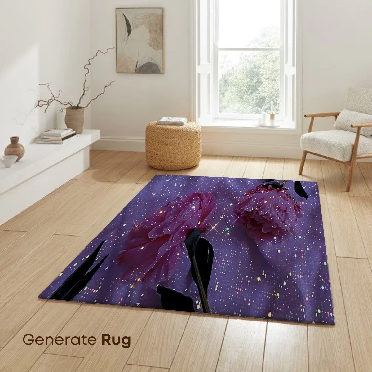 Cosmic Peonies: Dreamy Floral Galaxy Art - Image 6