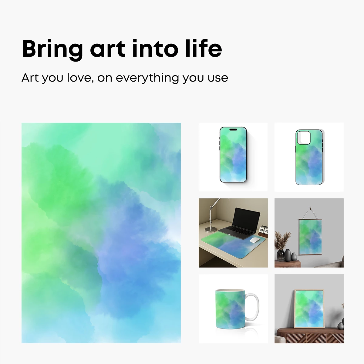 Ethereal Aqua Symphony: Abstract Watercolor Fusion - Image 2