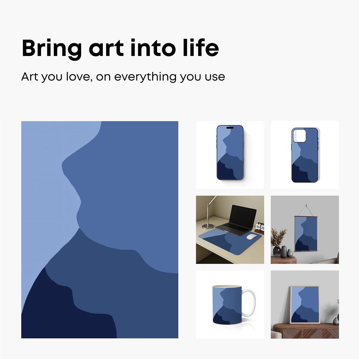 Abstract Blue Silhouette: A Study in Form and Shadow - Image 2