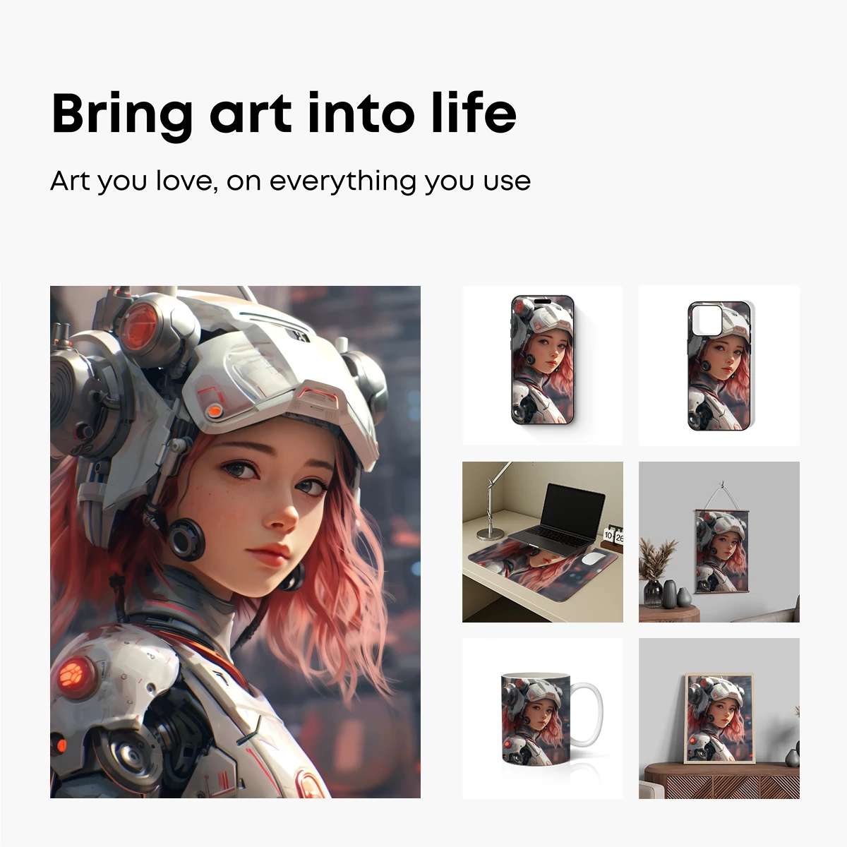 Cyberpunk Futurist: Pink-Haired Robot Warrior - Image 2