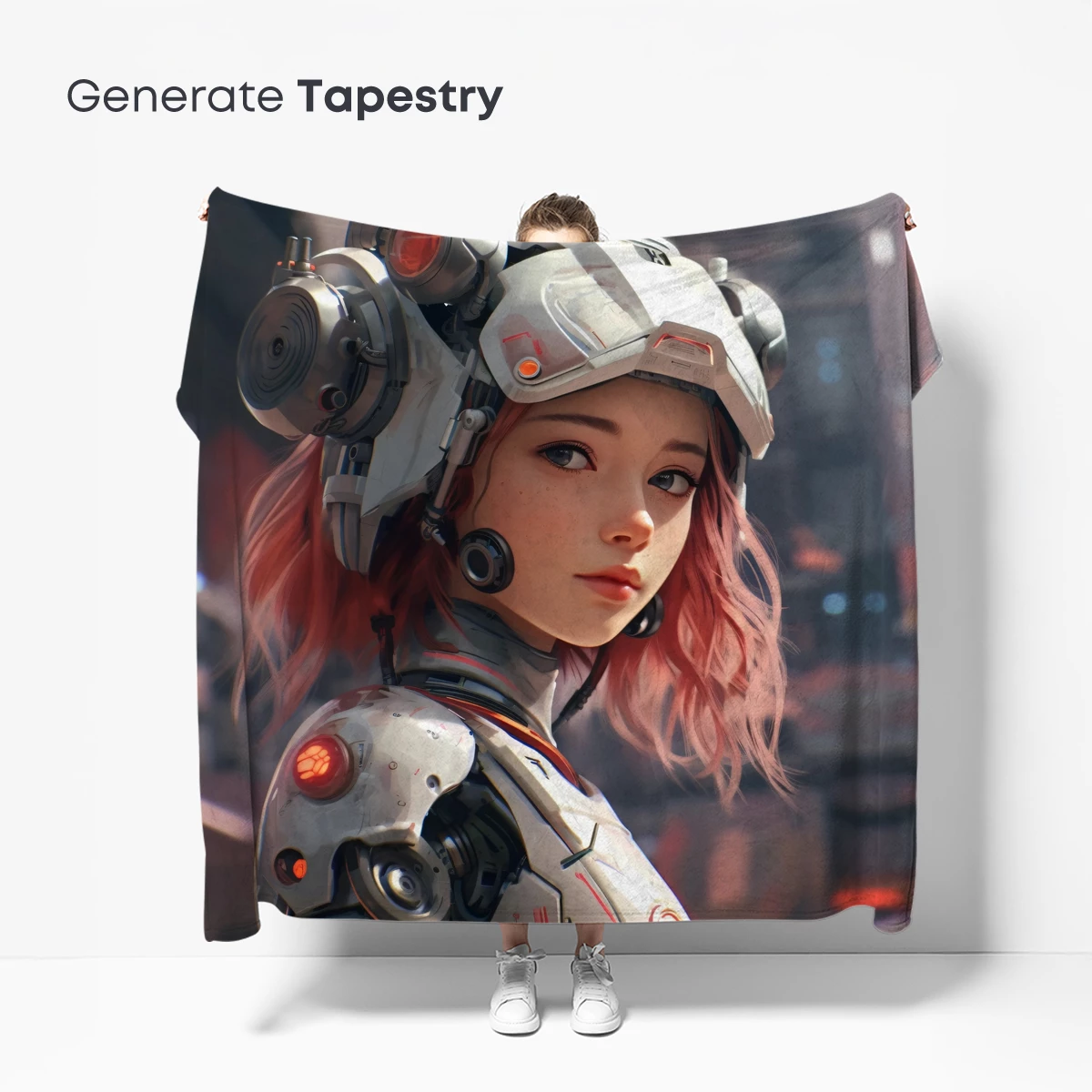 Cyberpunk Futurist: Pink-Haired Robot Warrior - Image 5