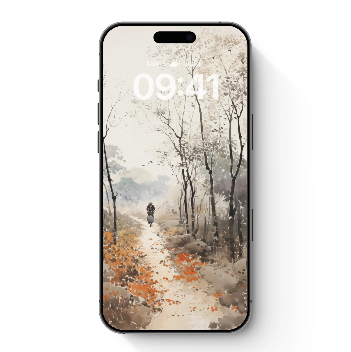 Autumnal Solitude: A Watercolor Wanderer's Path