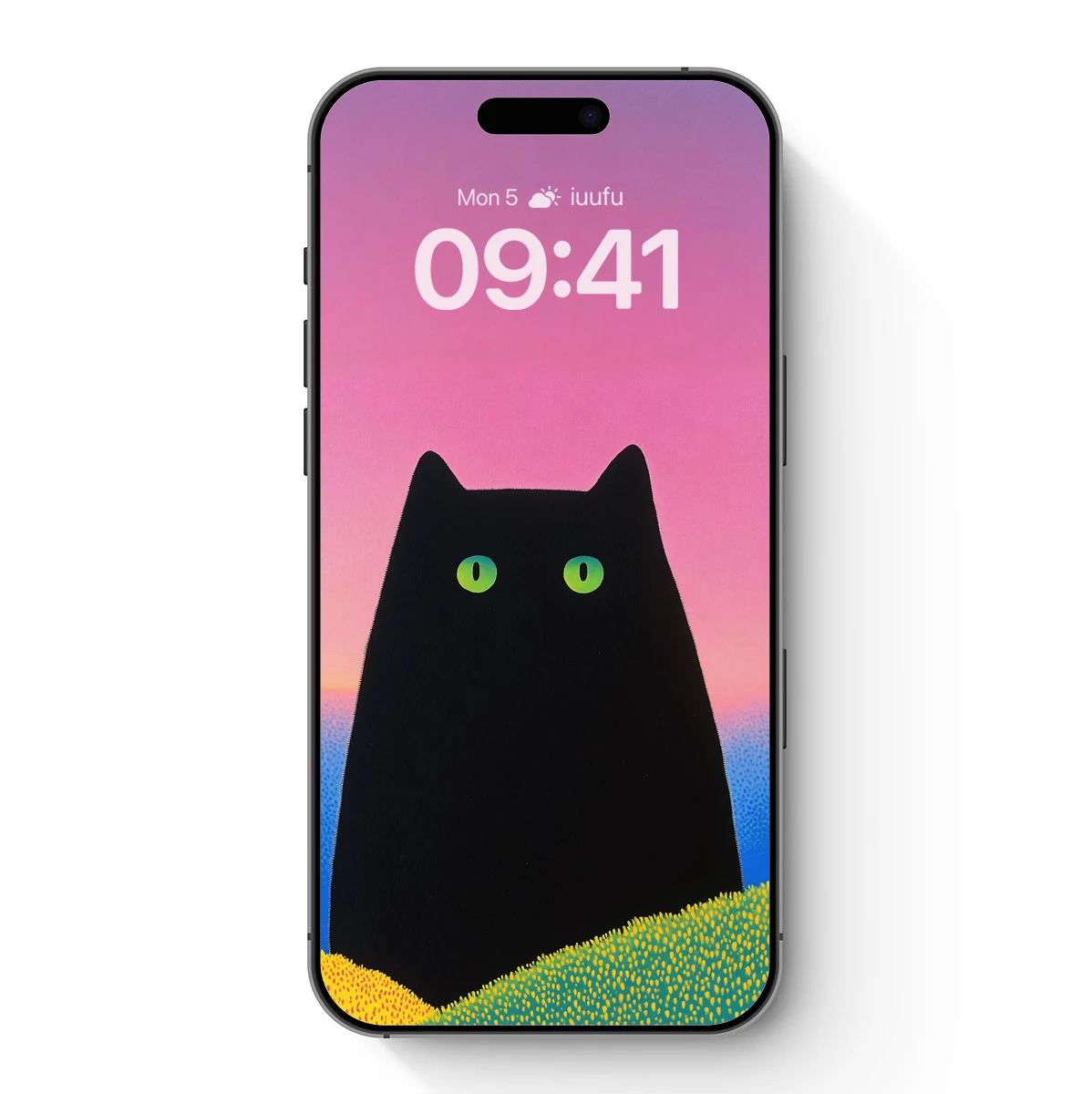 Glowing Cat at Dusk: Neon Eyes Against a Pink Sky Glowing Cat at Dusk: Neon Eyes Against a Pink Sky