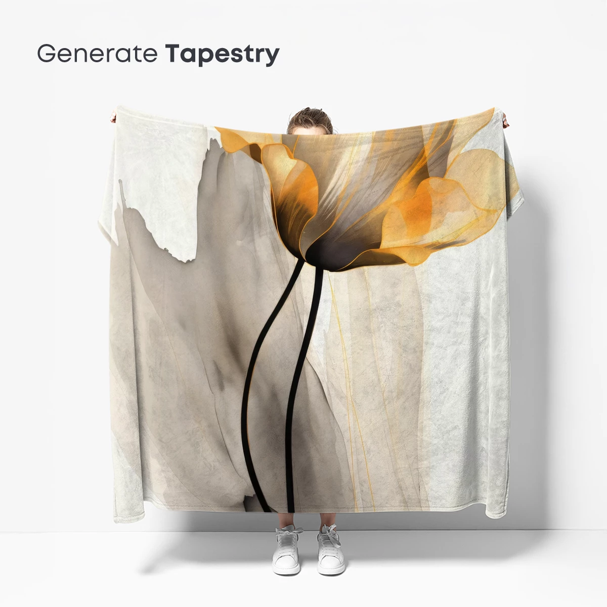 Ethereal Bloom: Golden Petals in Monochrome Mist - Image 5