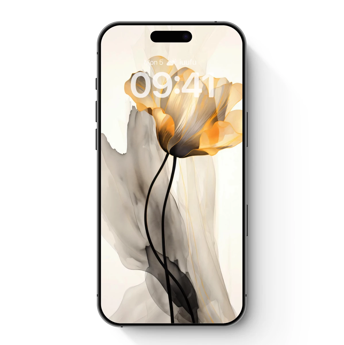 Ethereal Bloom: Golden Petals in Monochrome Mist