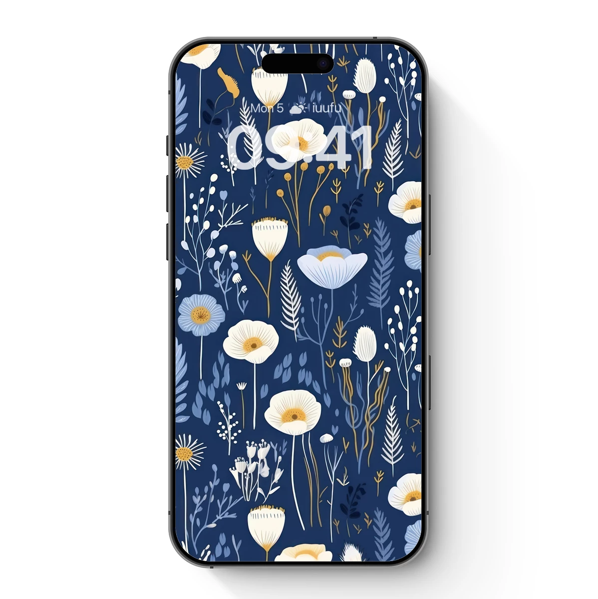 Navy Floral Symphony: Whimsical Garden Bloom