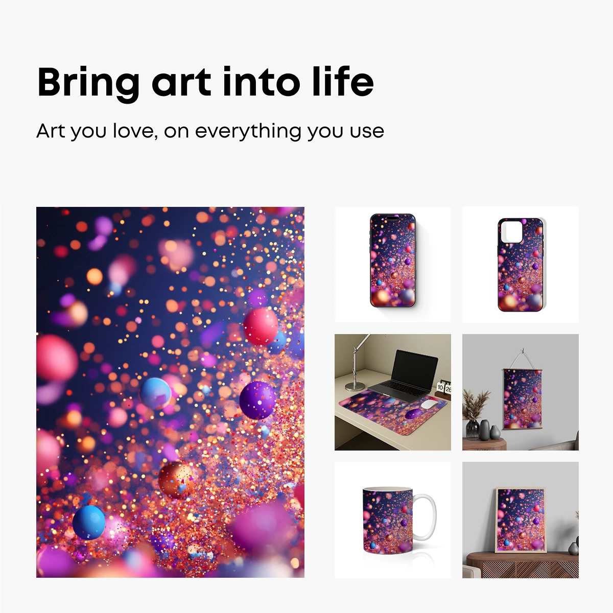 Cosmic Bokeh Symphony: Vibrant Spheres in Ethereal Dance