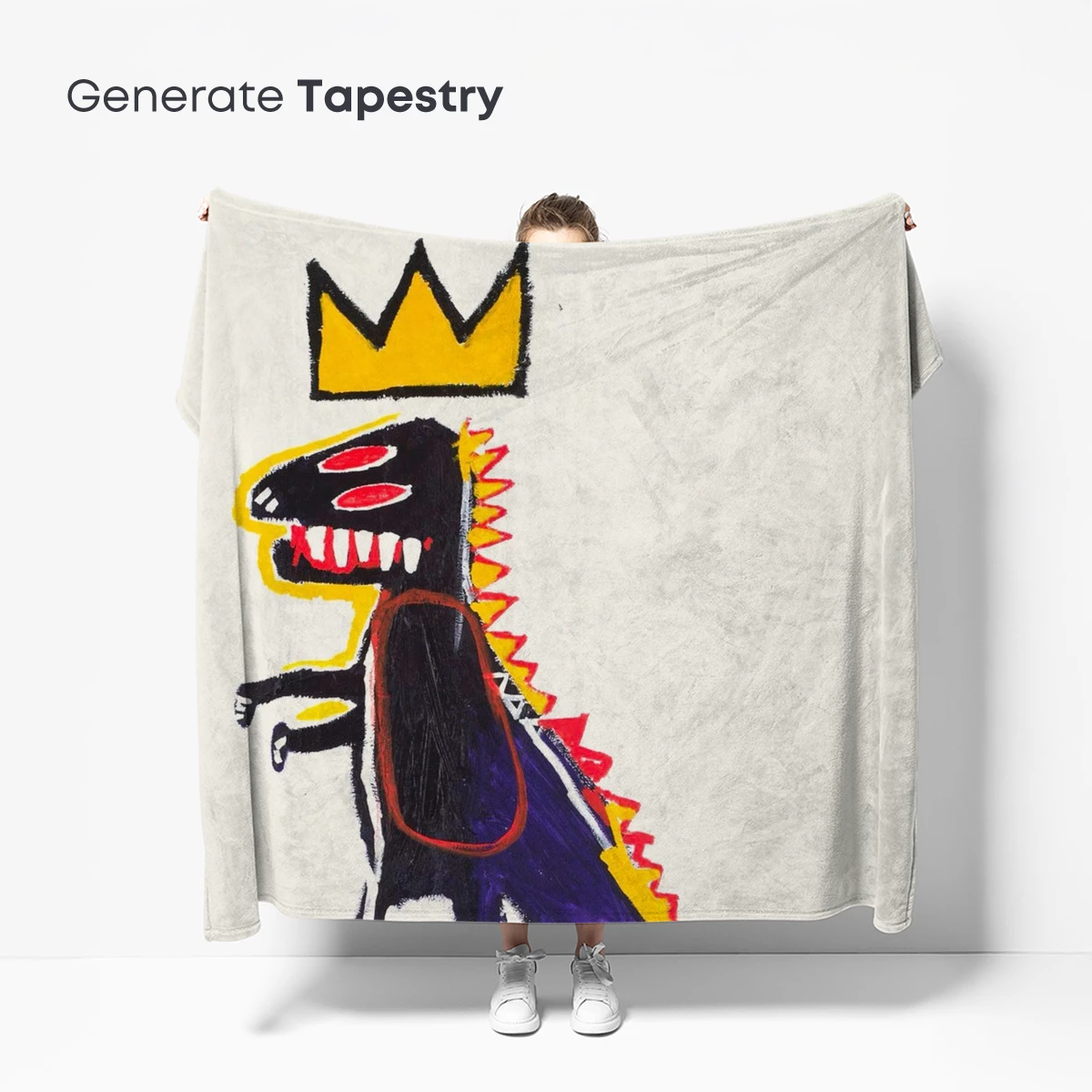 Basquiat's Crowned Dinosaur: Urban Primal Art - Image 5