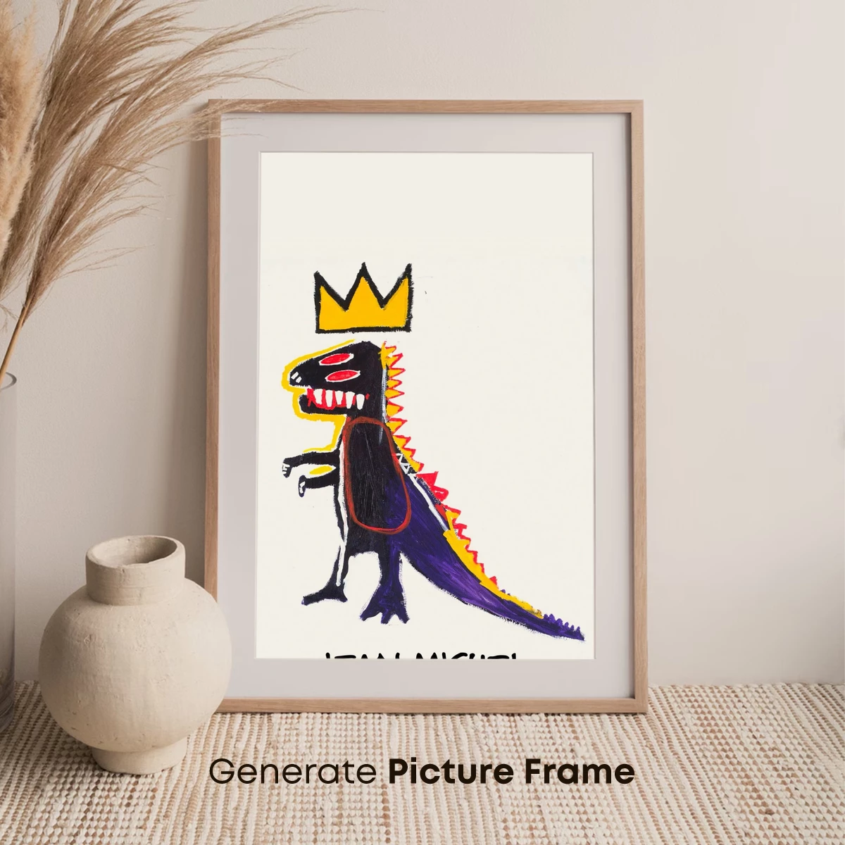 Basquiat's Crowned Dinosaur: Urban Primal Art - Image 7