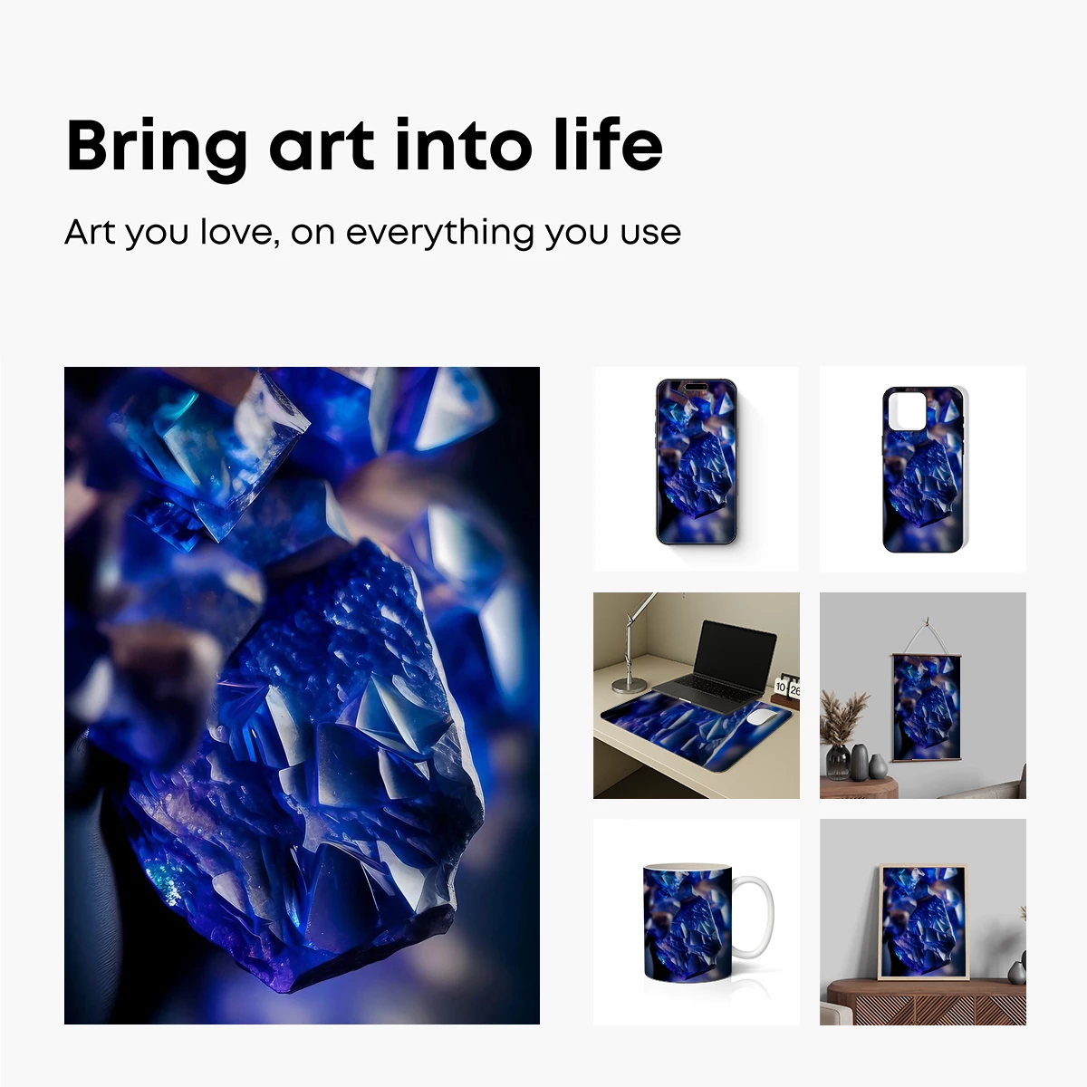 Crystaline Blue Odyssey: A Luminous Geode Fantasy - Image 2