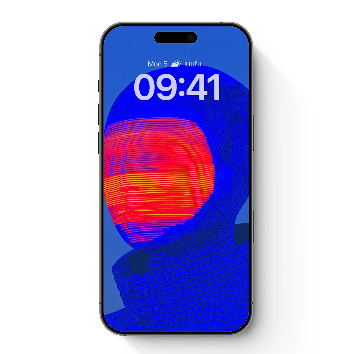 Cybernetic Face: Blue Grid and Red Glow