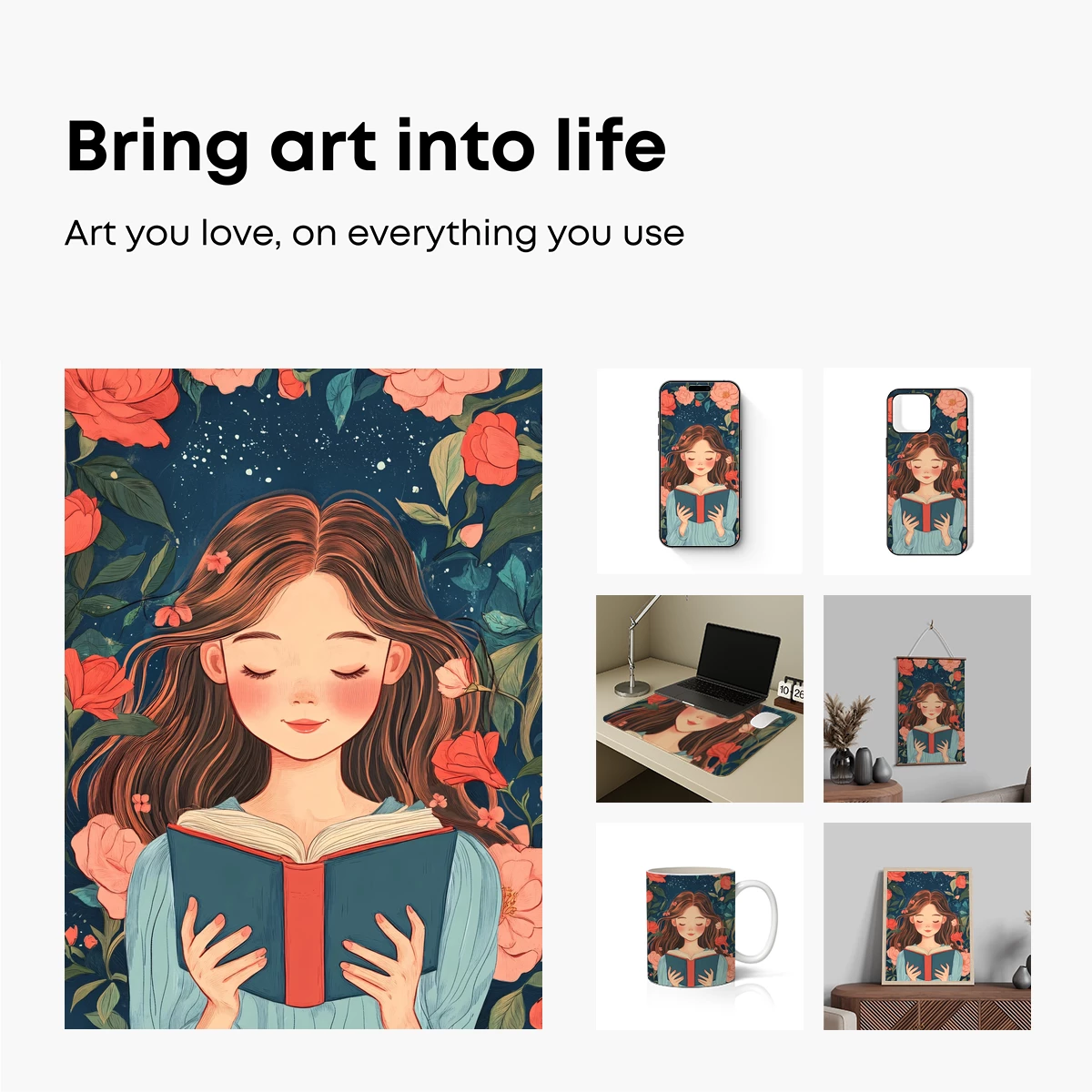 Enchanted Reader Amidst Floral Whispers - Image 2