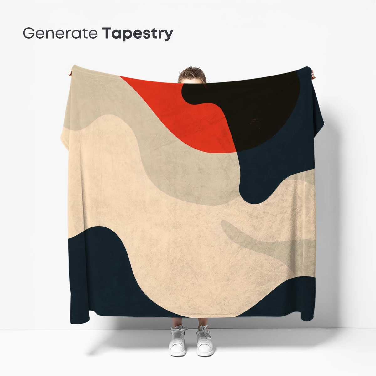 Abstract Fusion: Red, Black, and Cream Waves - Image 5