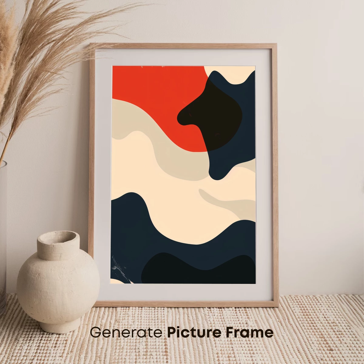 Abstract Fusion: Red, Black, and Cream Waves - Image 7