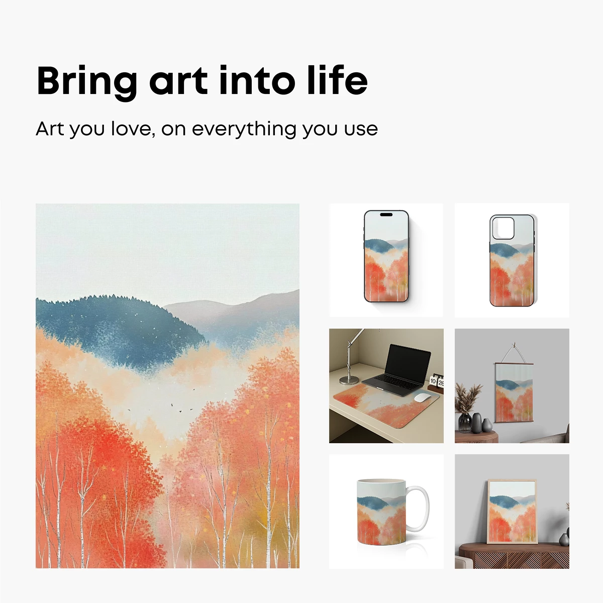 Autumnal Whisper: Birch Trees in Misty Hues - Image 2