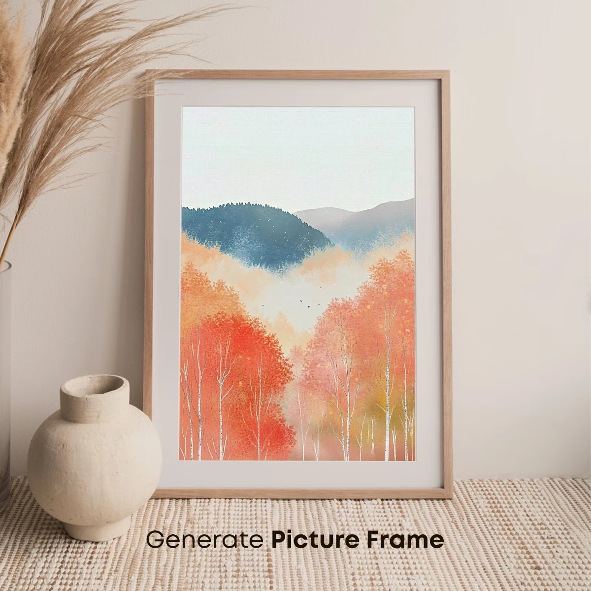 Autumnal Whisper: Birch Trees in Misty Hues - Image 7