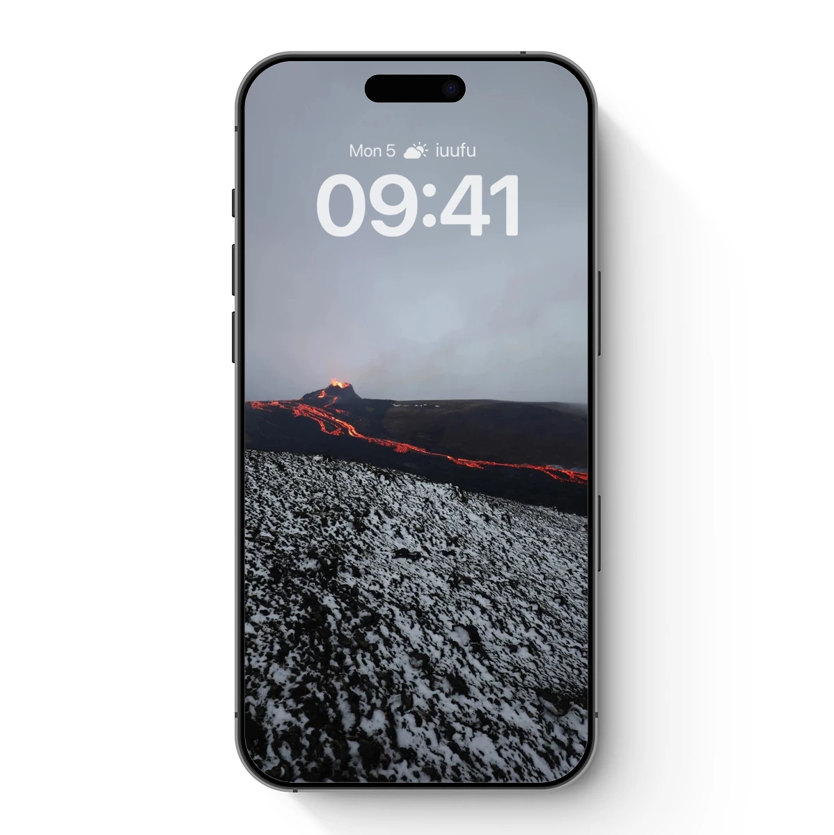 Eternal Lava Glow: Snowy Volcano Eruption