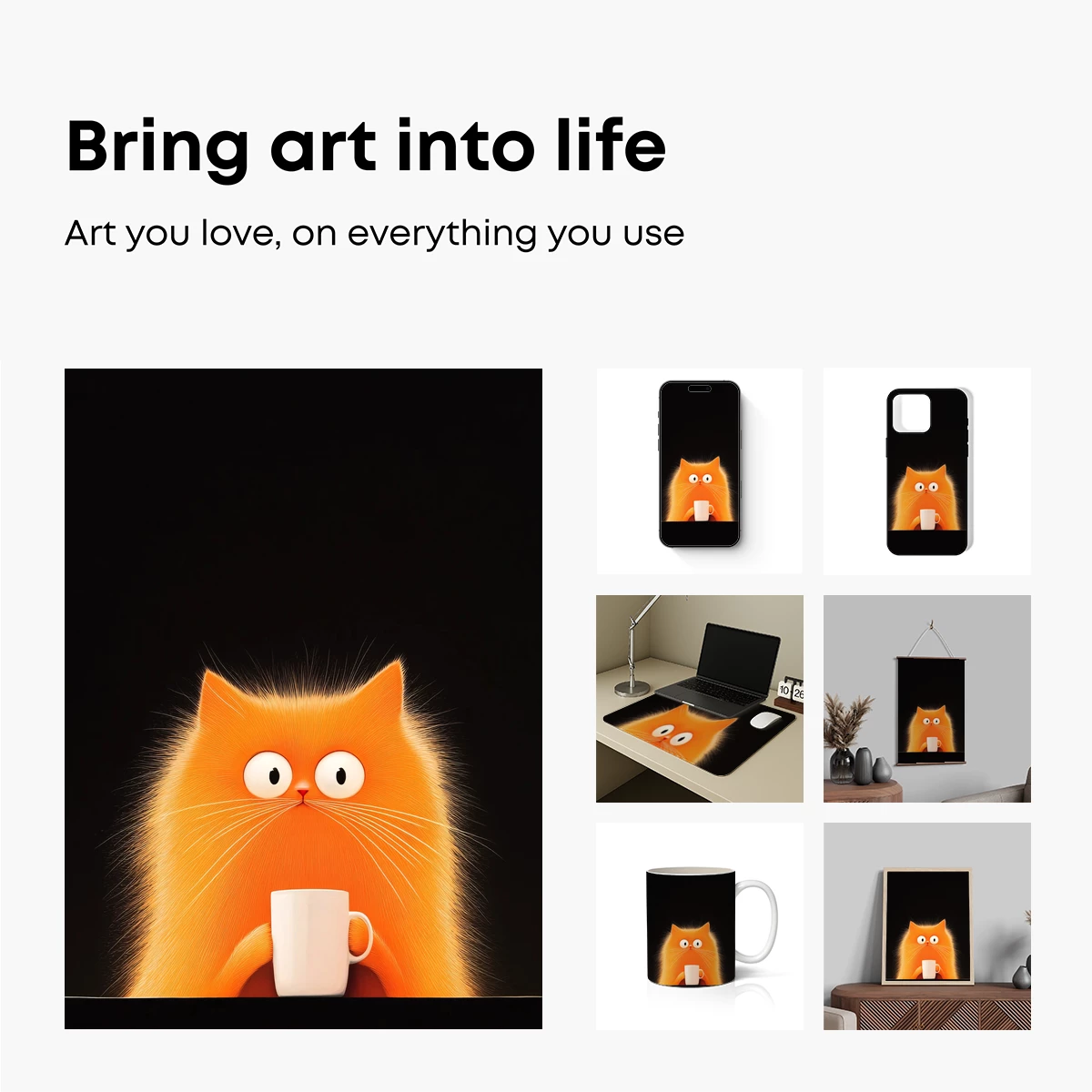 Cozy Cat with Coffee: Whimsical Cartoon Charm - Image 2