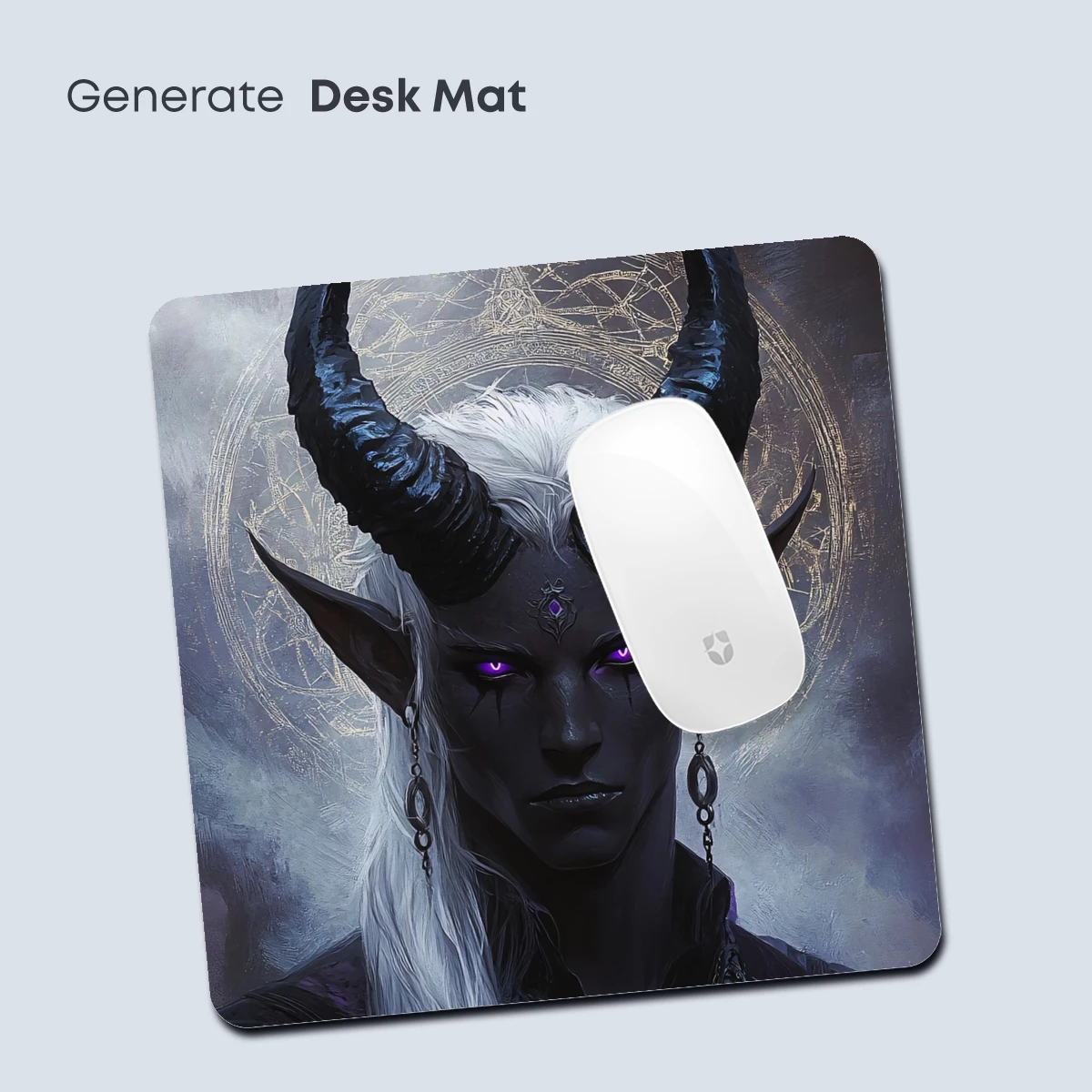 Dark Elegance: Horned Mystic with Celestial Symbolism - Image 4